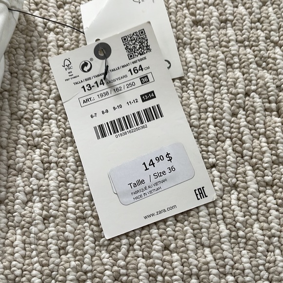 Zara Kids “keep active” logo white tank top with cutout  size 13-14 - Picture 3 of 5